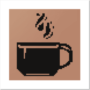 Black coffee cup pixel art Posters and Art